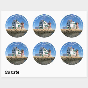 Rockland Breakwater Lighthouse, ME Stickers ronds