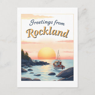 Rockland, Maine – Küsten-Sonnenuntergänge vintage Postkarte