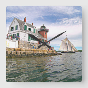 Rockland Wellenbrecher-Leuchtturm, Maine-Wanduhr Quadratische Wanduhr