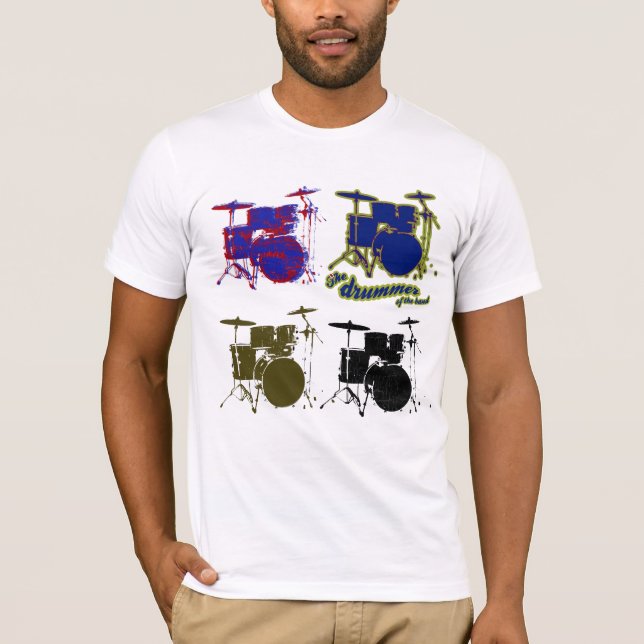 Rockmusik-Drummer stilvoll T-Shirt (Vorderseite)