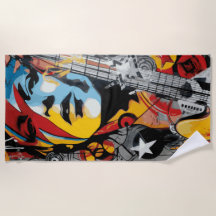 Rockmusik Frau Gitarre Pop Art Straßenstil