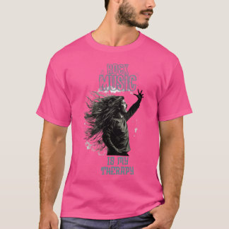 Rockmusik ist meine Therapie Kopfschüttler Zitat M T-Shirt