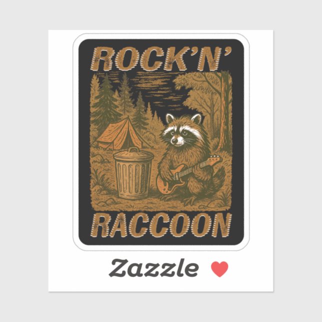 Rock'n’ Raccoon Black Aufkleber (Blatt)