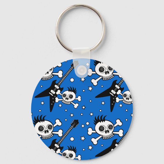 Rock'n Skulls mit Gitarren Schlüsselanhänger (Vorderseite)