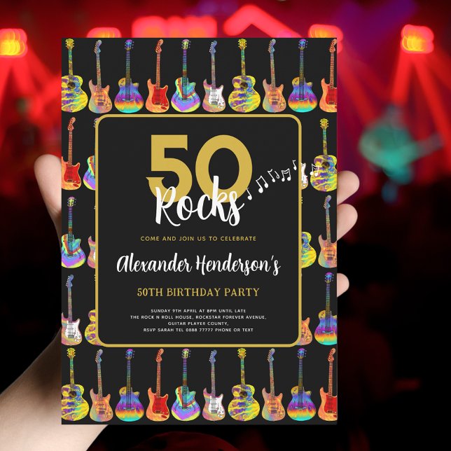 Rock'n'Roll 50. Geburtstagsparty Einladung (Rock and roll 50th birthday party invitation )
