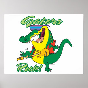 Rock'n'Roll-Alligator-Cartoon Poster