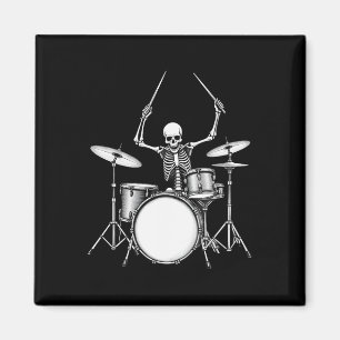 Rock'n'Roll Drummer Skelett Playing Drums Magnet