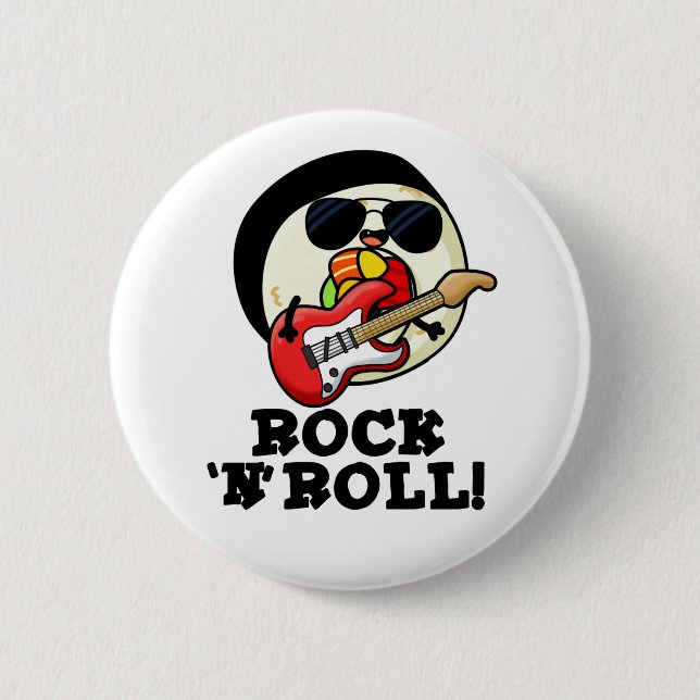 Rock'n'Roll Funny Sushi Roll Pun Button (Vorderseite)
