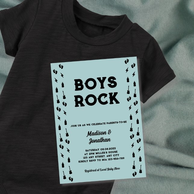 Rock'n'Roll Guitar Baby Boy Dusche Einladung (Rock N Roll Guitar Baby Boy Shower Invitation)