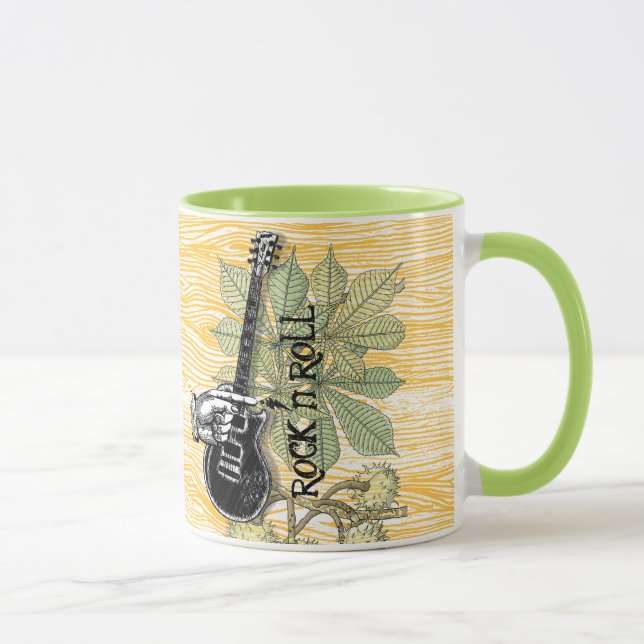 Rock'n'Roll Guitar Barnwood Typografie Retro Hand Tasse (Rechts)