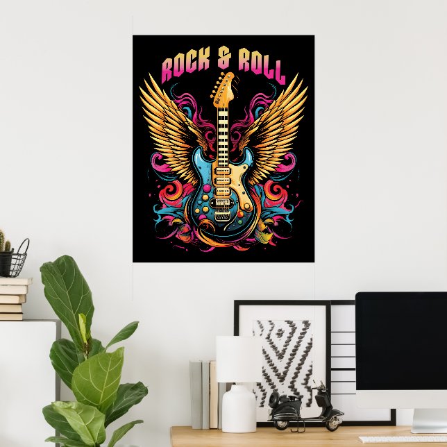 Rock'n'Roll Guitar Flügel Poster (Heimbüro)