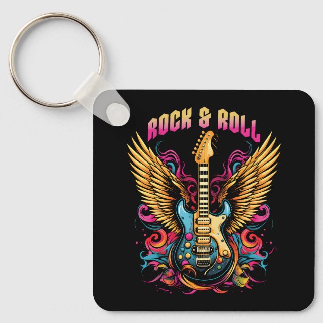 Rock'n'Roll Guitar Flügel Schlüsselanhänger (Vorderseite)