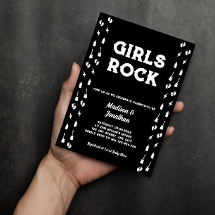 Rock'n'Roll Guitar Music Edgy Girl Babydusche Einladung