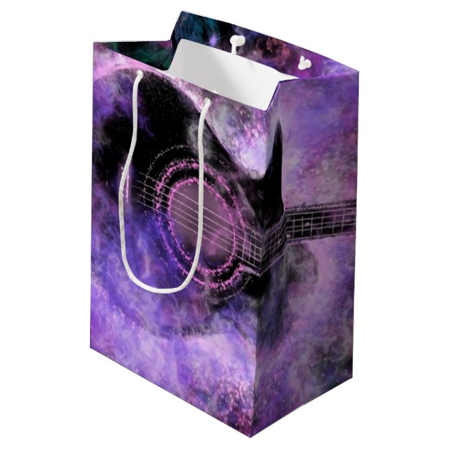 Rock'n'Roll Guitar Music Geschenktasche Mittlere Geschenktüte (Rückseite Schrägansicht)