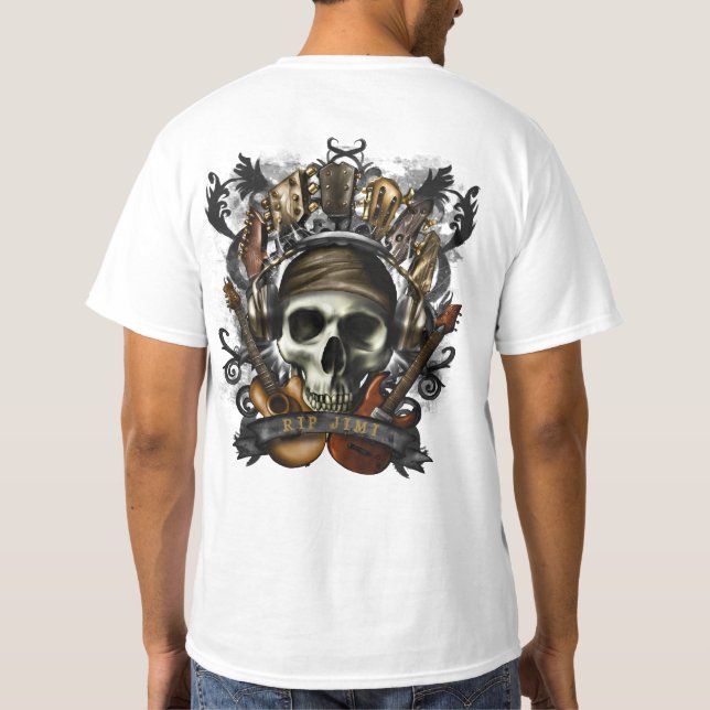 Rock'n'Roll Guitars Skull Heavy Metal T- T-Shirt (Rückseite)