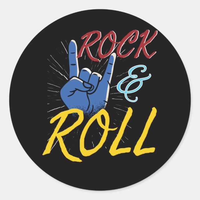 Rock'n'Roll Hand Runder Aufkleber (Vorderseite)