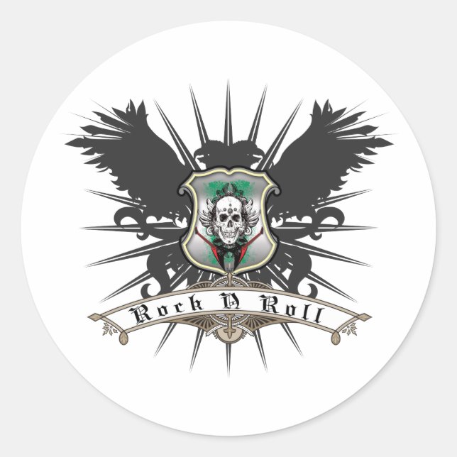 Rock'n'Roll Heraldry Runder Aufkleber (Vorderseite)