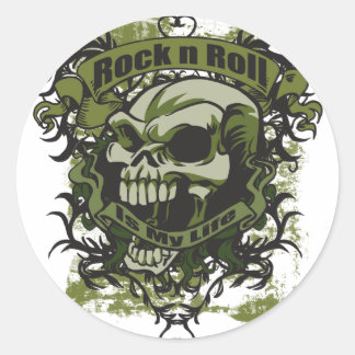 Rock'n'Roll ist mein Leben Runder Aufkleber