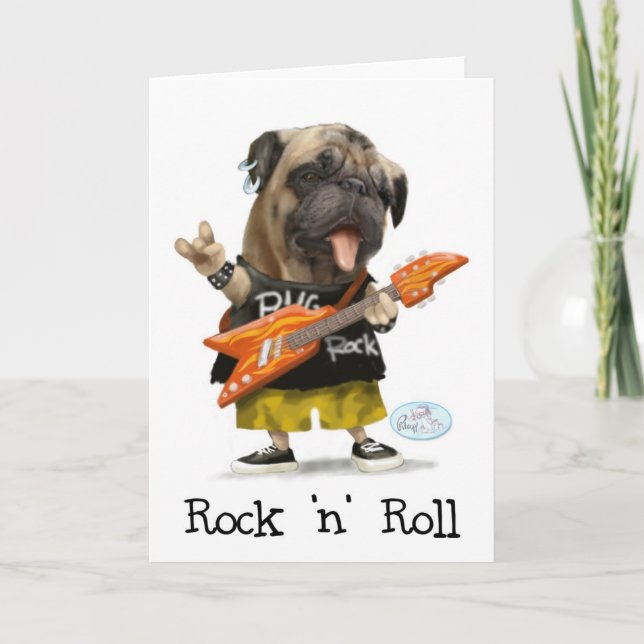 Rock'n'Roll Mops Grußkarten Karte (Vorderseite)