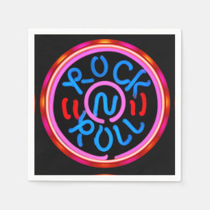 Rock'n'Roll Music Neon Sign Look Party Napkins Serviette