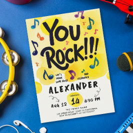 Rock'n'Roll Music Yellow Watercolor Geburtstagspar Einladung
