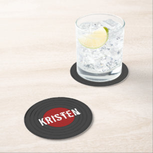 Rock'n'Roll Personalisierter Vinyl Record Runder Pappuntersetzer