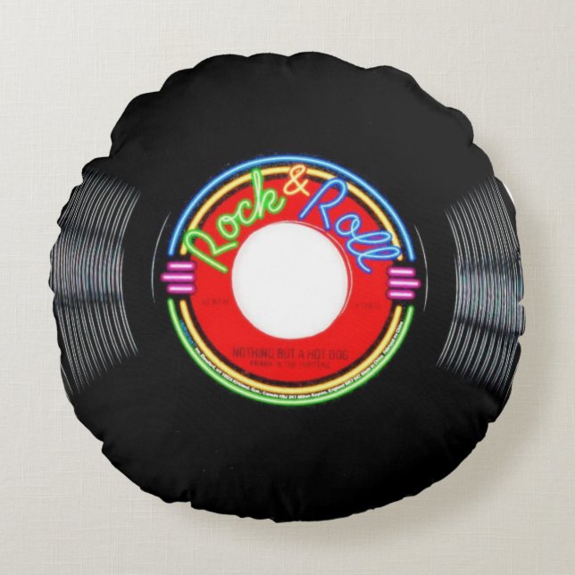 Rock'n'Roll-Record der 50er Jahre Rundes Kissen (Vorderseite)