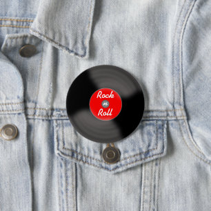 Rock'n'Roll Record Retro-Button Button