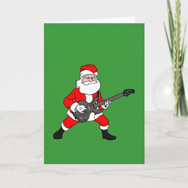 Rock'n'Roll Santa Claus Feiertagskarte (Vorderseite)
