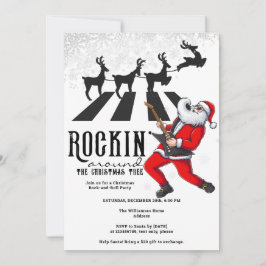 Rock'n'Roll Santa Reindeer Rockins Party Einladung
