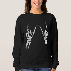 Rock'n'Roll Skeleton Hand Cool Halloween Rock Sweatshirt