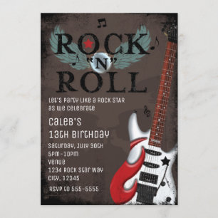 Rock'n'Roll Star Grunge Geburtstagsparty Einladung