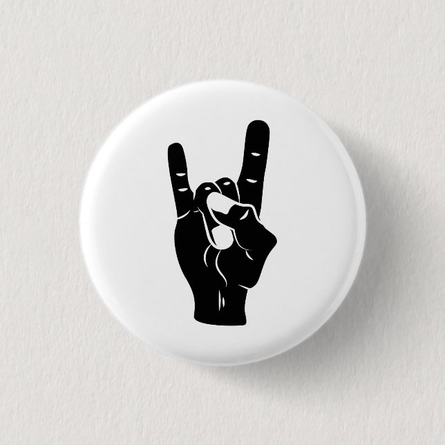 Rock'n'Roll-Teufel-Hörner Button (Vorderseite)