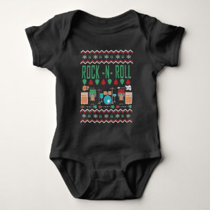 Rock'n'Roll Ugly Christmas Sweater Baby Strampler