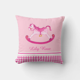 Rockpferd Aquarell Rosa Kinder Kissen
