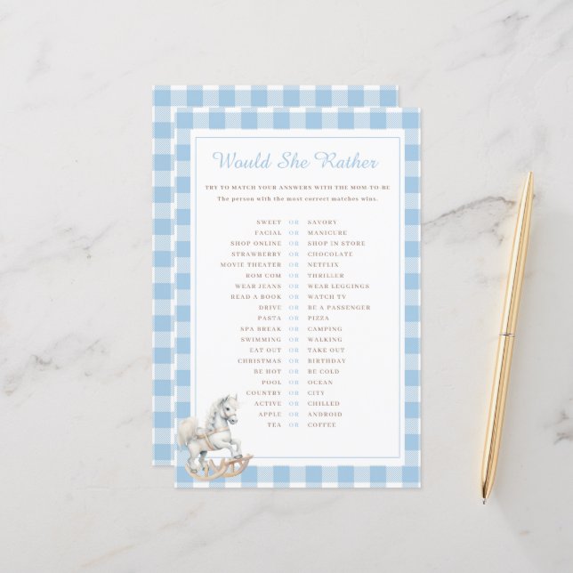 Rockpferd würde sie eher Baby Shower Game (Vorderseite/Rückseite Beispiel)