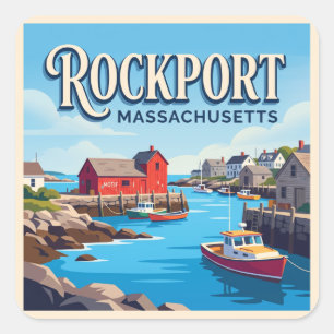 Rockport Hafen Massachusetts Quadratischer Aufkleber