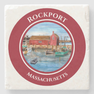 Rockport Harbor Massachusetts New England Steinuntersetzer