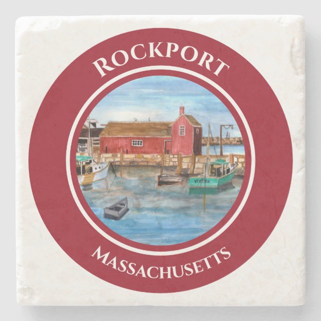 Rockport Harbor Massachusetts New England Steinuntersetzer (Vorderseite)