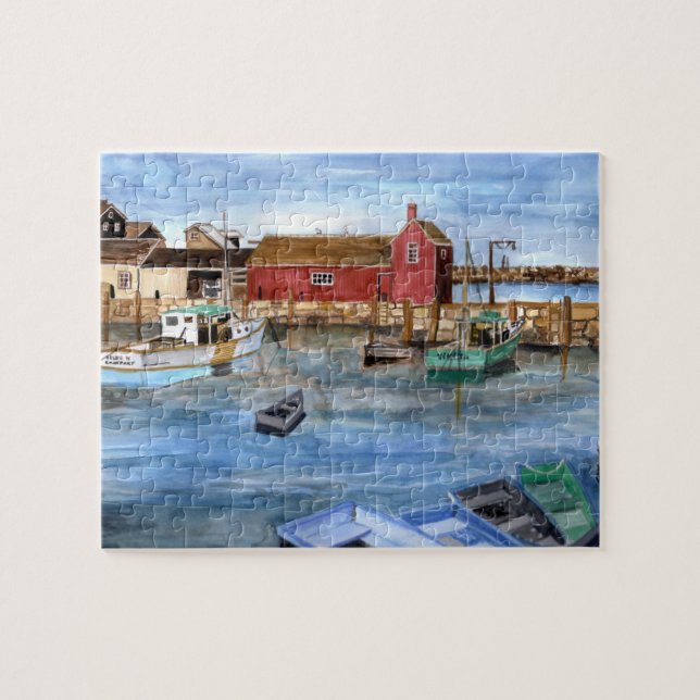 Rockport Harbour Massachusetts New England Malerei (Horizontal)