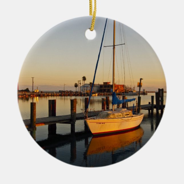 Rockport, Texas Hafen bei Sonnenuntergang Keramikornament (Vorne)