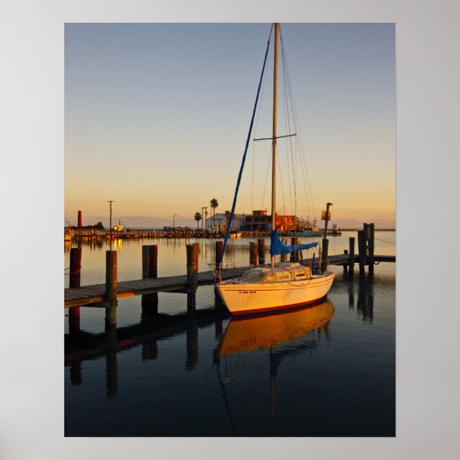 Rockport, Texas Hafen bei Sonnenuntergang Poster (Vorne)