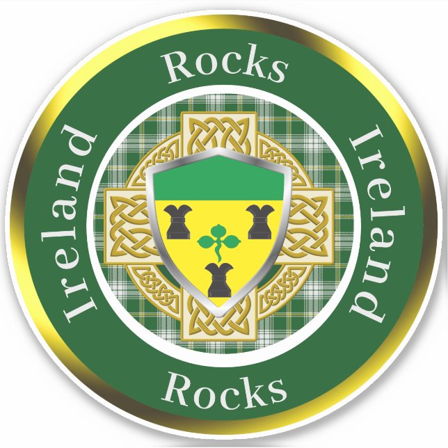 Rocks Irish Shield/Celtic Cross Personalisiert Aufkleber (Vorderseite)