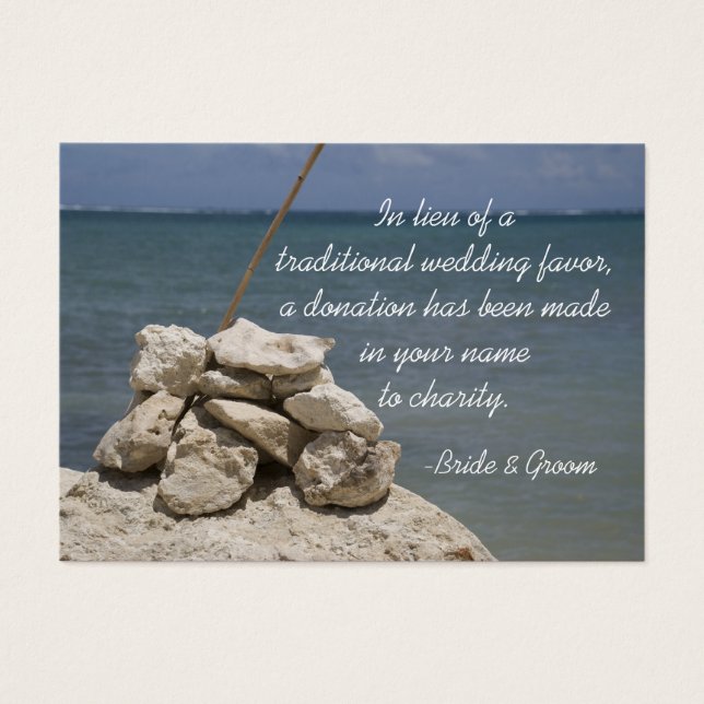 Rocks on Beach Wedding Charity Favor Card (Devant)
