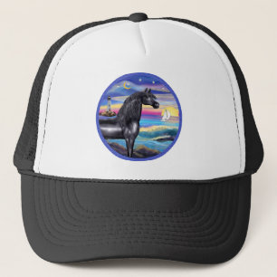 Rocks-Sea-Black Arabian Horse (rund) Truckerkappe