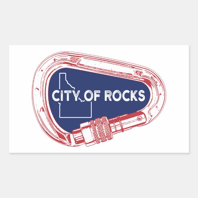 Rocks Stadt Idaho Kletterparadies Carabiner Rechteckiger Aufkleber (Vorderseite)