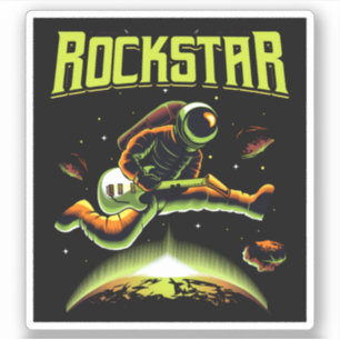 Rockstar-Astronaut spielt Gitarre im Weltraum Aufkleber