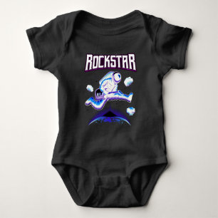 Rockstar-Astronaut spielt Gitarre im Weltraum-Baby Baby Strampler