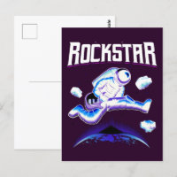 Rockstar-Astronaut spielt Gitarre im Weltraum-Post
