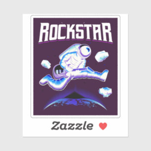 Rockstar-Astronautin spielt Gitarre im Weltraumauf Aufkleber